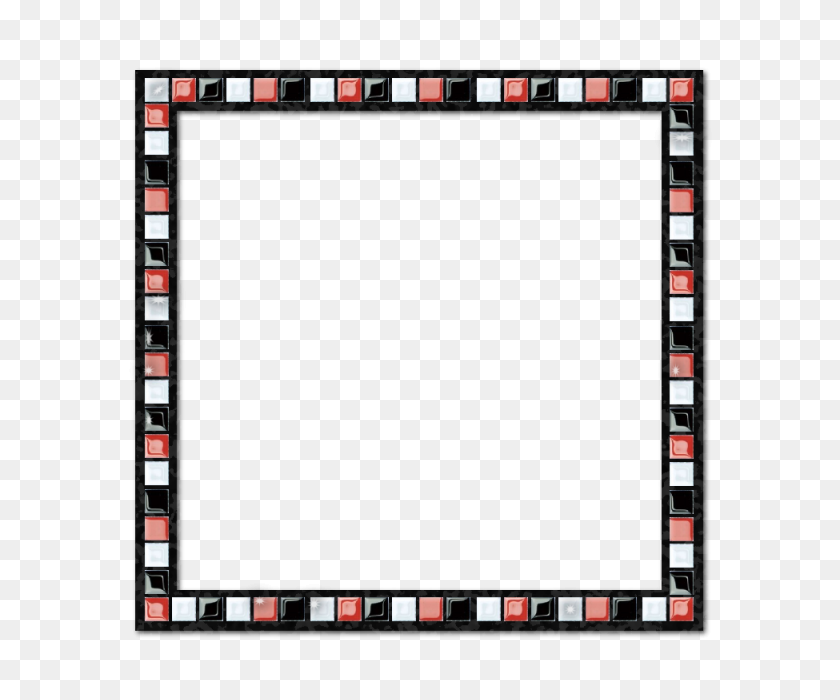 640x640 Mosaico Preto Vermelho Branco Border Frame Mosaico - Moldura Branca PNG