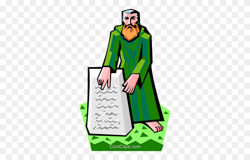 307x480 Moses With The Ten Commandments Royalty Free Vector Clip Art - Moses Clipart