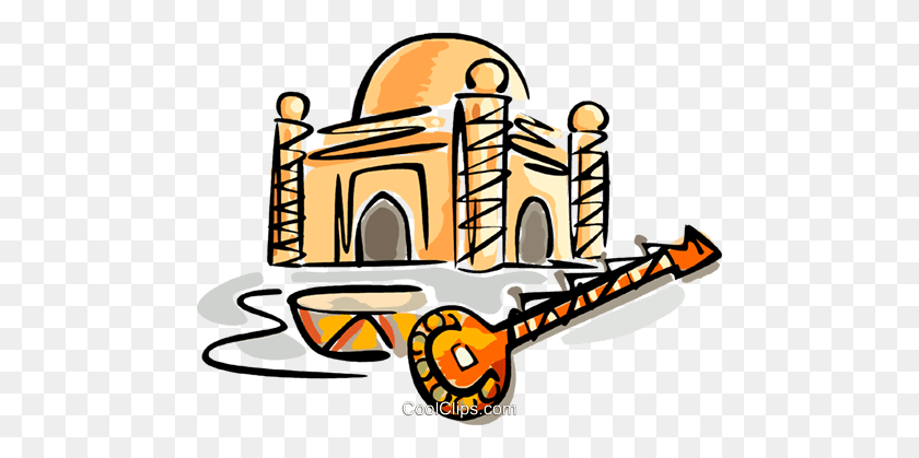 480x359 Mosque With Sitar Royalty Free Vector Clip Art Illustration - Mosque Clipart