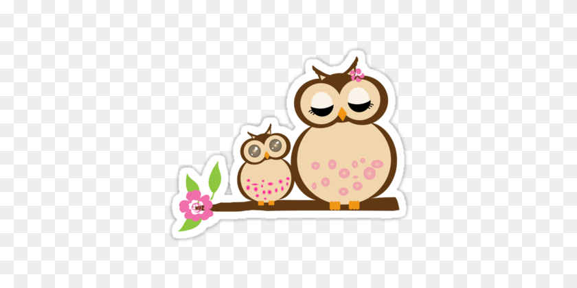 375x360 Mother And Baby Clipart Owl - Owl Family Clipart