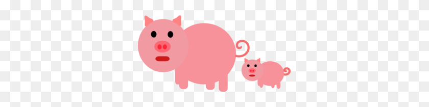 299x150 Mother And Baby Piglet Clip Art - Baby Pig Clipart