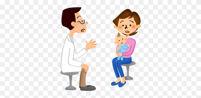 336x350 Mother And Baby Receiving A Medical Consultation In Pediatrics - Pediatrician Clipart