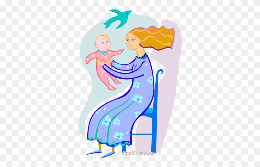 334x480 Mother And Baby Royalty Free Vector Clip Art Illustration - Mother Baby Clipart