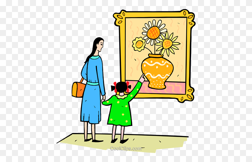 464x480 Mother And Daughter - Museum Clipart