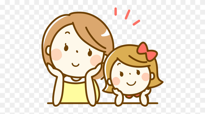 500x406 Mother And Daughter Vector Drawing - Mommy To Be Clipart