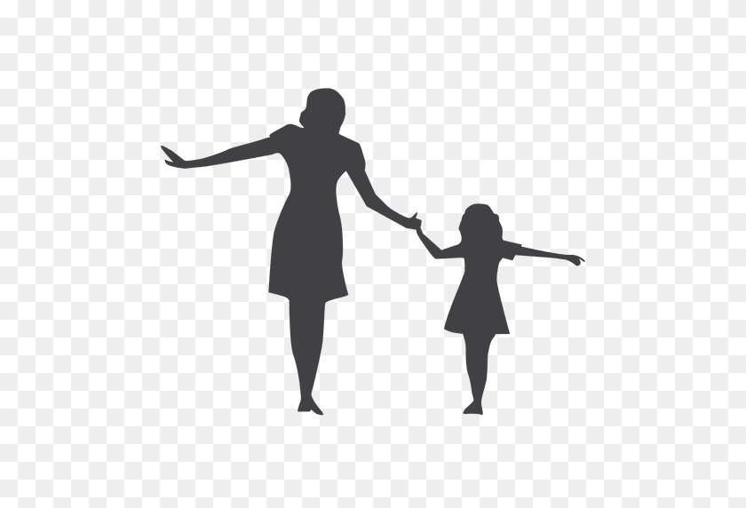 512x512 Mother And Kid Walking Silhouette - Mother PNG