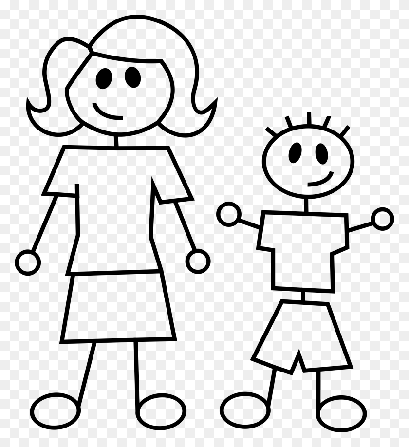 2092x2302 Mother And Son Stick Figures Icons Png - Stick Figures PNG