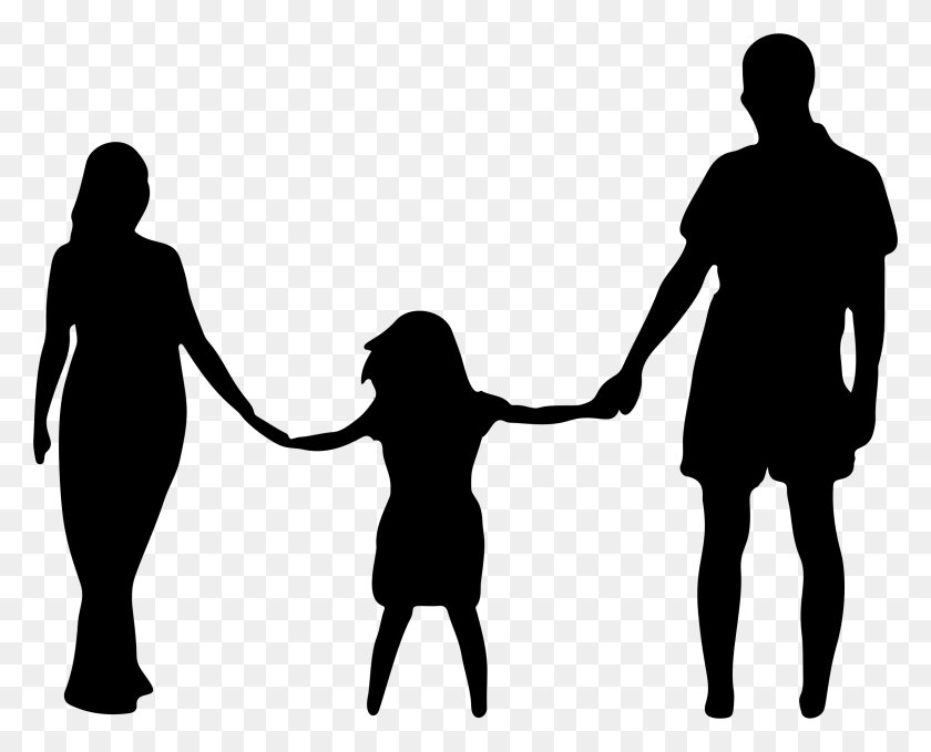 2308x1832 Mother Daughter Father Holding Hands Silhouette Icons Png - Silhouette People PNG