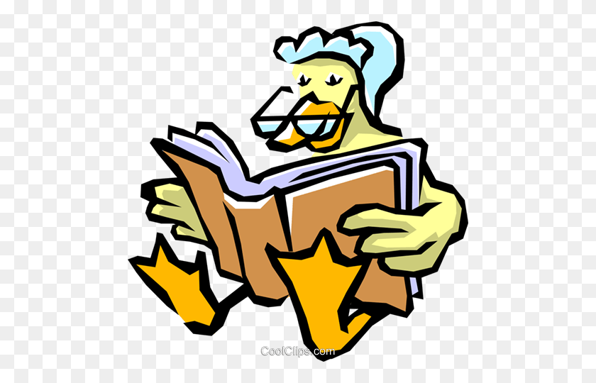 480x480 Mother Goose Reading A Book Royalty Free Vector Clip Art - Mother Goose Clipart