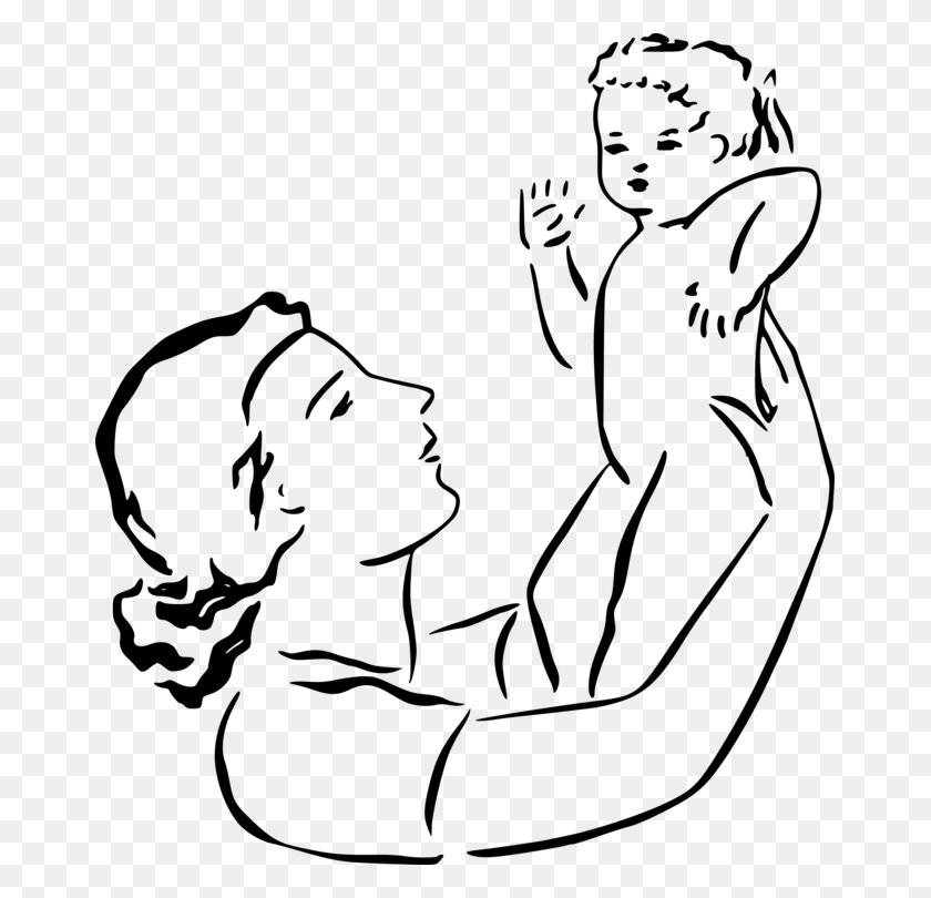 667x750 Мать Младенец Ребенок Скачать Line Art - Мать С Младенцем На Руках Клипарт