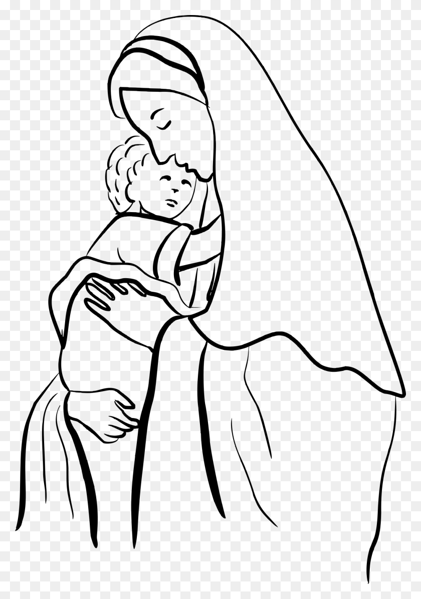 1319x1920 Mother Mary With Child Jesus - PNG Pic