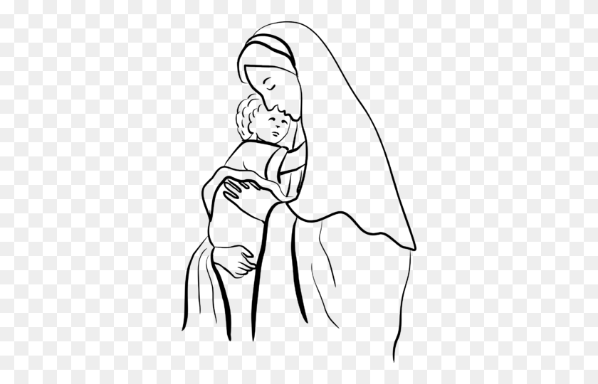 330x480 Mother Mary With Child Jesus - Mother PNG