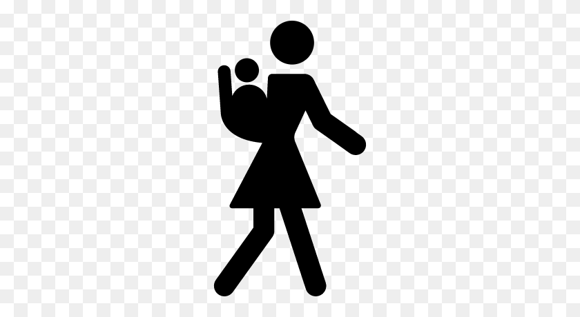 400x400 Mother Walking With Baby - Walking Silhouette PNG
