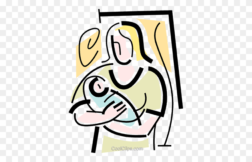 381x480 Mother With A Newborn Baby Royalty Free Vector Clip Art - Newborn Baby Clipart