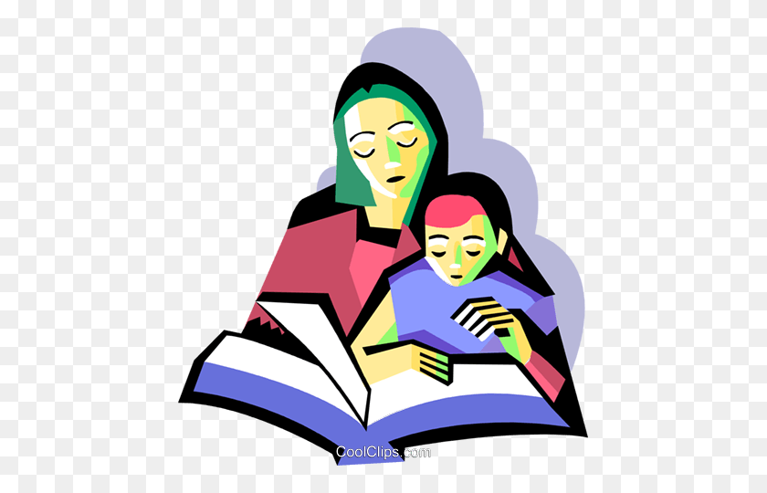 449x480 Mother With Child Reading Royalty Free Vector Clip Art - Reading Clipart Images