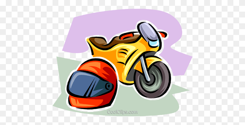 480x369 Motorcycle And Helmet Royalty Free Vector Clip Art Illustration - Motorcycle Helmet Clipart