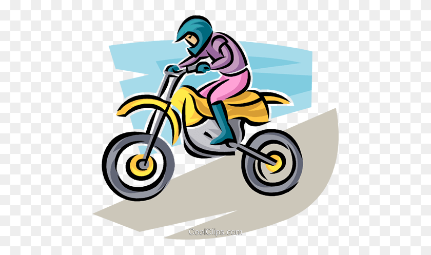 480x437 Motorcycle Rider Royalty Free Vector Clip Art Illustration - Dirt Bike Clipart