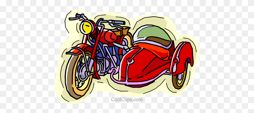 480x313 Motorcycle With Sidecar Royalty Free Vector Clip Art Illustration - Motorcycle Clipart Free