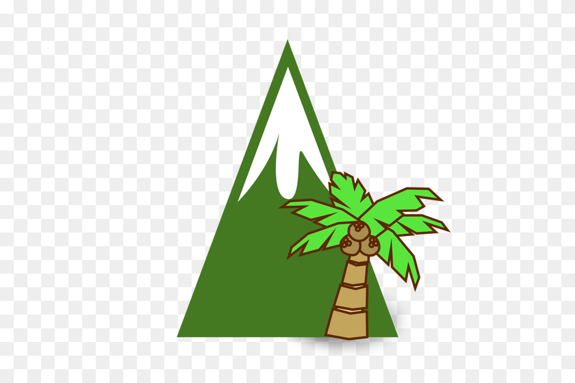 500x500 Mountain And Palm Tree - Jungle Tree Clipart