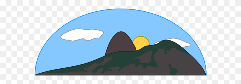 600x235 Mountain Clipart Mountain Sun - Horizon Clipart