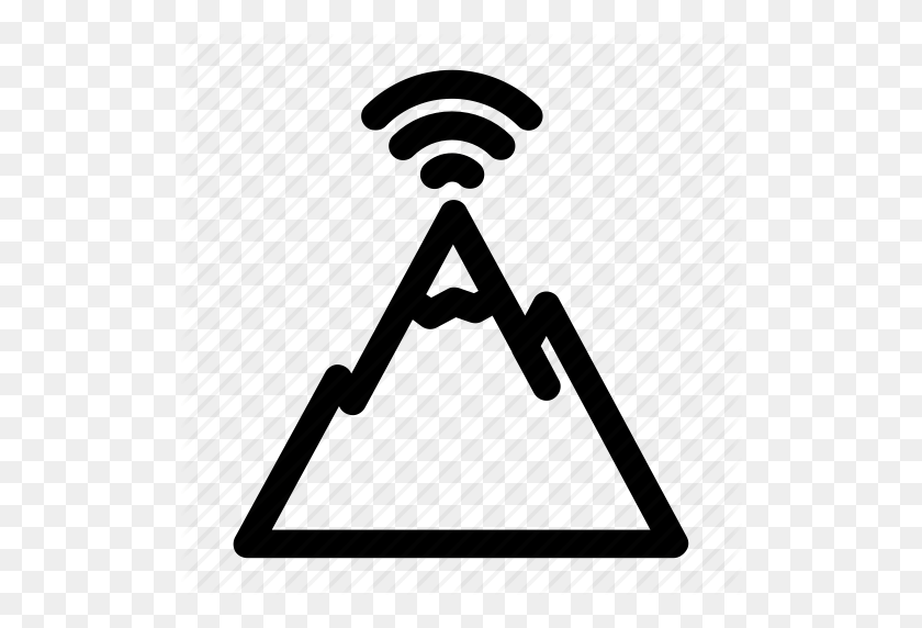 512x512 Montaña, Cima De La Montaña, Pico, Remoto, Icono De Wifi - Esquema De Montaña Png