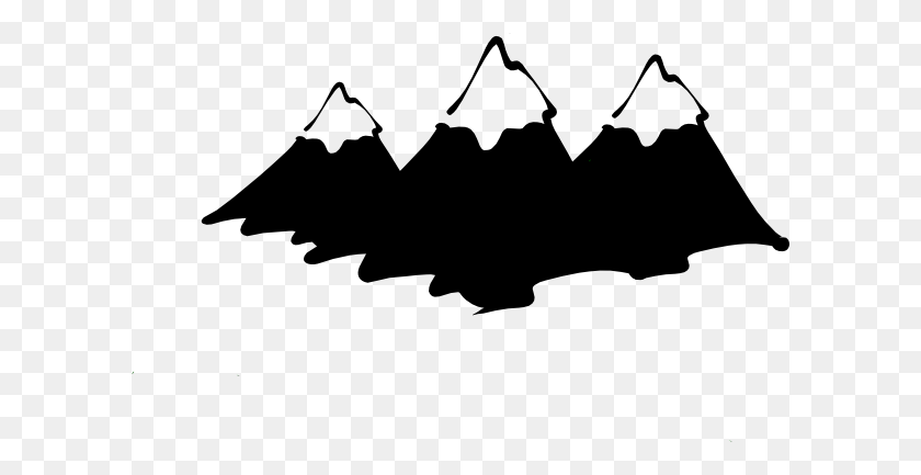 600x373 Горный Хребет Силуэт Картинки Три Горы Wamp W Горные Вершины - Як Клипарт Черный И Белый