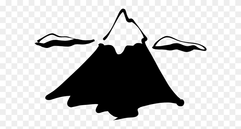 600x389 Mountain Shilouette Clipart Mountain Clip Art Item Vector - Volcano Clipart Black And White