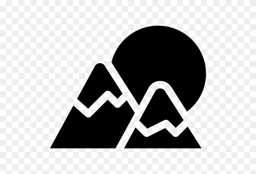 512x512 Mountains Icon - Snow Background PNG