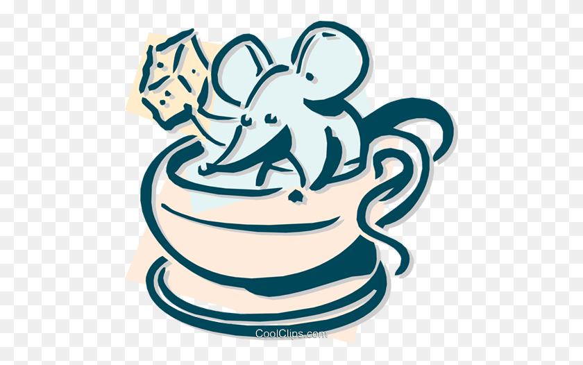 480x466 Mouse With A Coffee And Sugar Cube Royalty Free Vector Clip Art - Sugar Cube Clipart