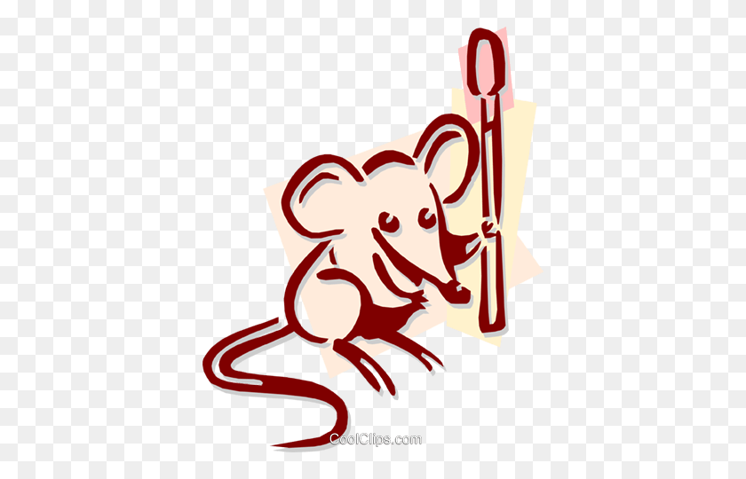 384x480 Mouse With A Match Stick Concept Royalty Free Vector Clip Art - Match Clipart