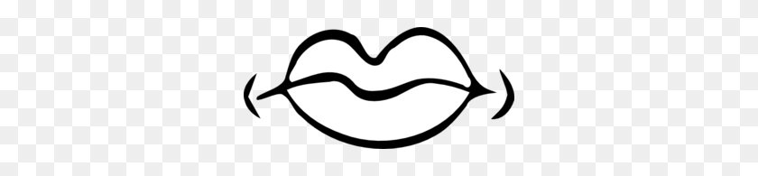 300x135 Mouth Clip Art - Open Mouth Clipart Black And White