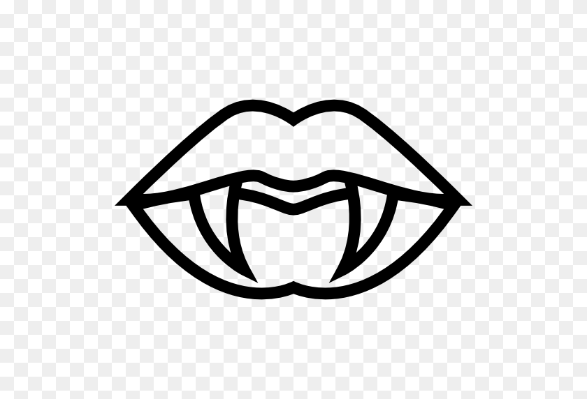 512x512 Mouth Lips With Fangs Outline - Fangs PNG