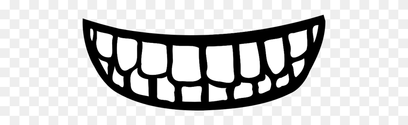 500x199 Рот С Зубами Векторное Изображение - Зуб Черно-Белый Клипарт
