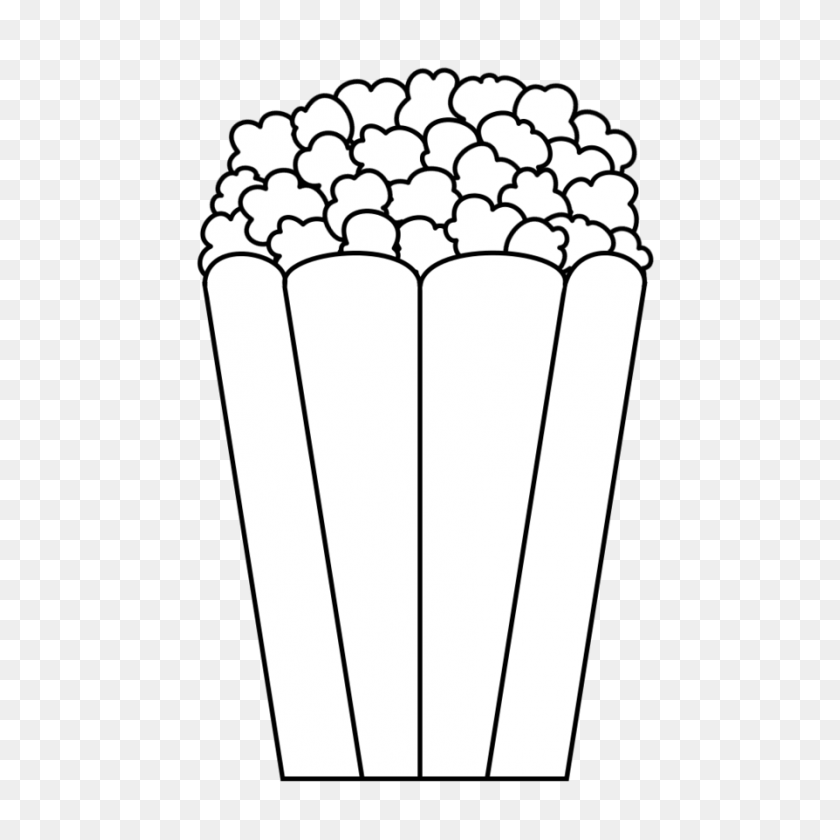 894x894 Movie Popcorn Clip Art Black And White - Movie Clipart Black And White