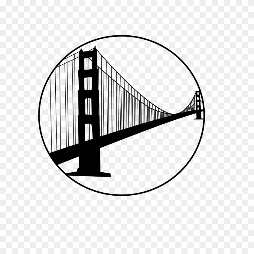 1280x1280 Переезд В Сан-Франциско - Мост Черно-Белый Клипарт