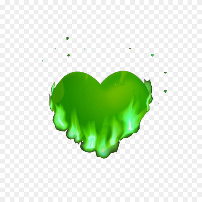 2289x2289 Mq Green Fire Heart Hearts - Green Fire PNG