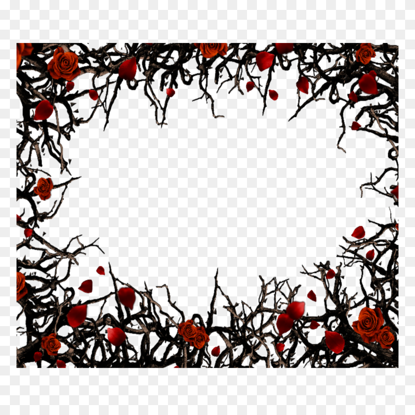 2508x2508 Mq Red Black Roses Gothic Frame Frames Border Borders - Gothic Border PNG