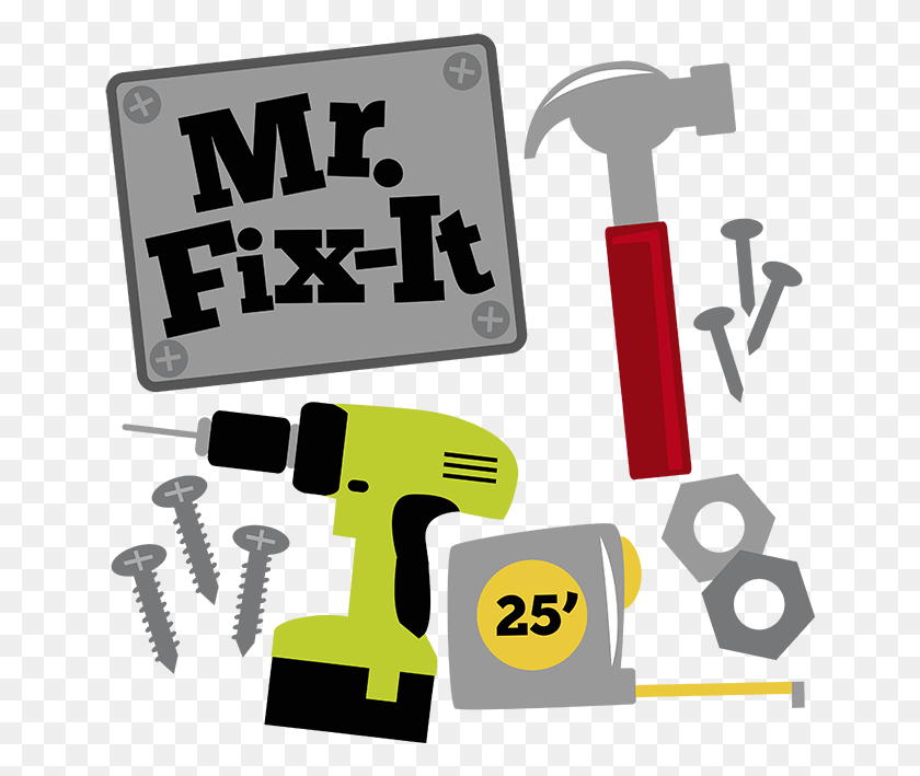 648x649 Mr Fix It Hammer Drill Measuring Tape - Fix Clipart