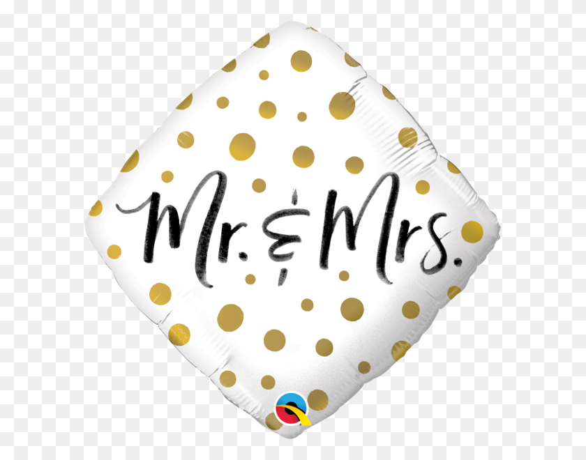 597x600 Mr Mrs Gold Dots Themed Wedding Foil Balloon - Gold Dots PNG