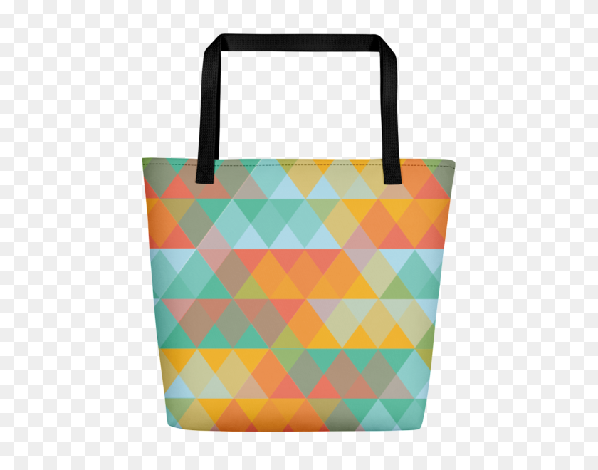 600x600 Multi Colored Abstract Triangle Geometric Pattern Beach Bag - Geometric Pattern PNG