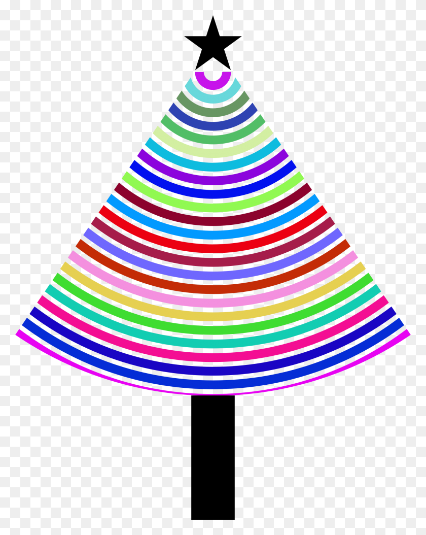 1802x2298 Multi Colored Christmas Tree With Star On Top Vector Clipart Image - Tree Top PNG