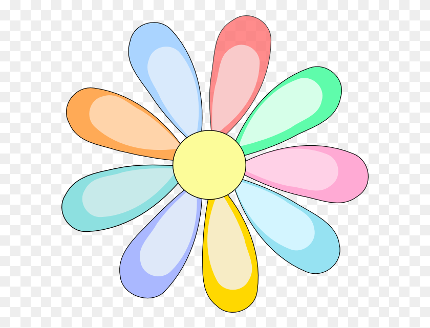 600x581 Разноцветный Цветок Png Клипартов Для Интернета - Цветочный Клипарт Png