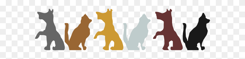 600x144 Multicolored Dog And Cat Silhouettes Clip Arts Download - Dog And Cat Silhouettes Clipart