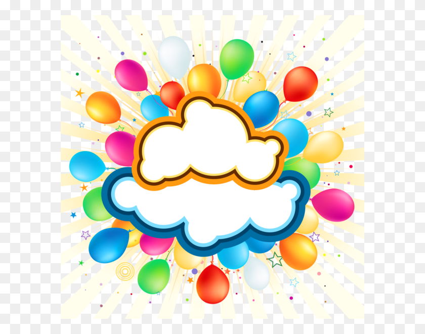 600x600 Разноцветные, Папье, Бумага Png Воздушные Шары День Рождения - День Рождения Баннер Клипарт