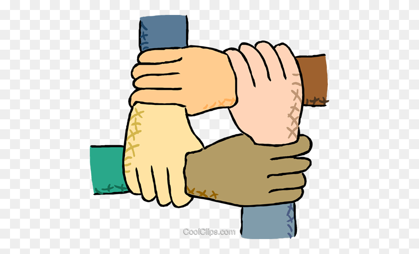 480x451 Multicultural Hands Inter Joined Royalty Free Vector Clip Art - Multicultural Clipart