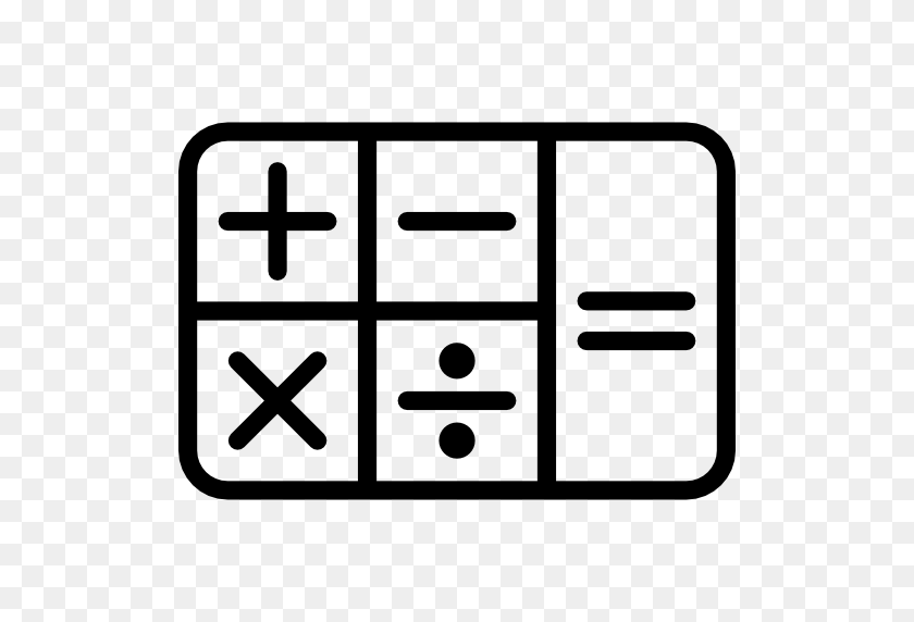 512x512 Multiplication, Mathematics, Maths, Division, Plus, Math, Equal - Calculator Clipart Black And White