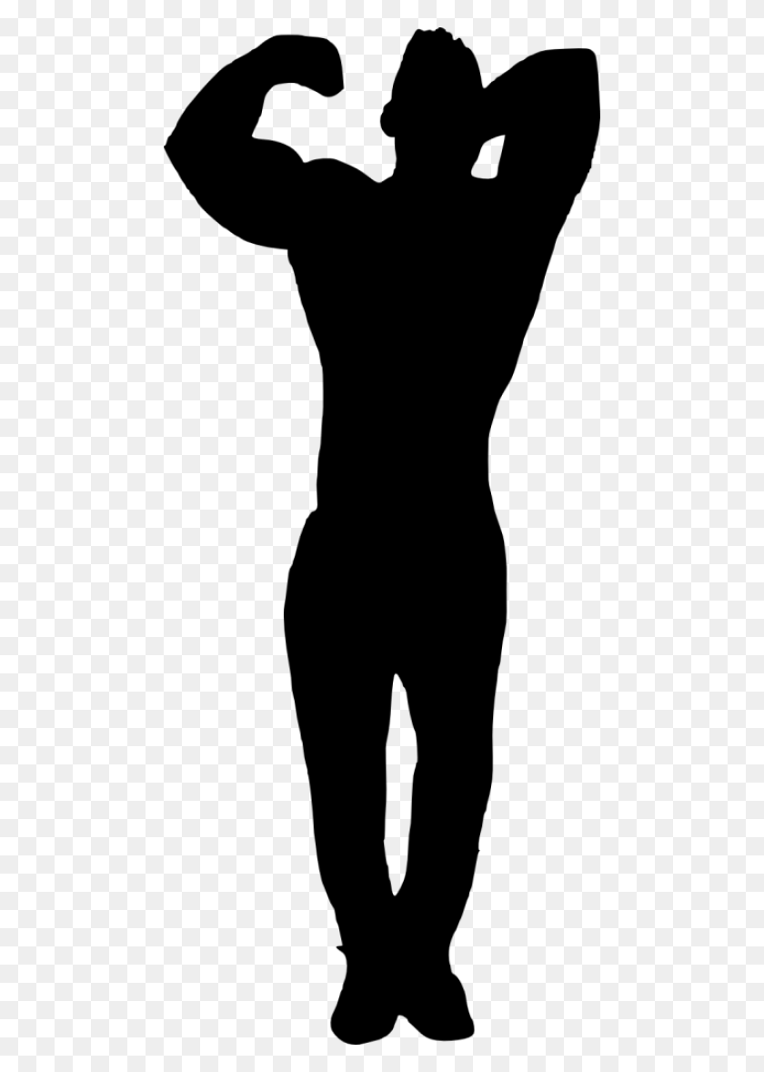 480x1118 Muscle Man Bodybuilder Silhouette - Muscle Man PNG