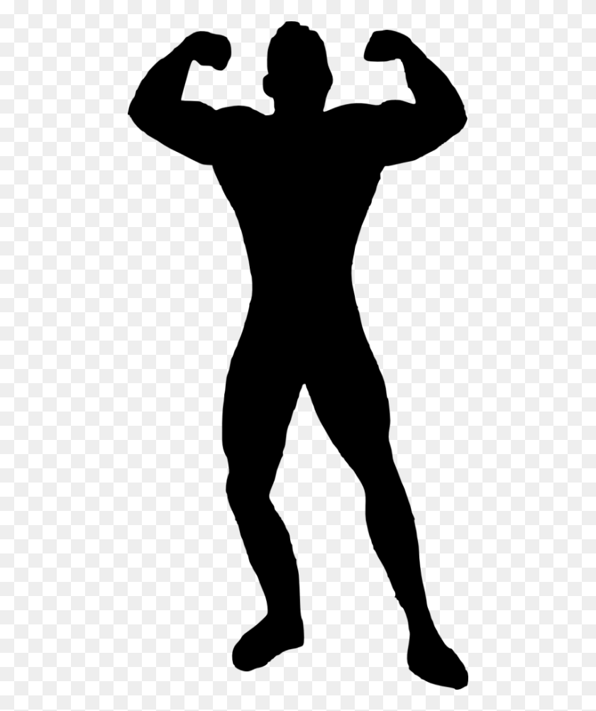 480x942 Muscle Man Bodybuilder Silhouette Png - Silhouette Man PNG