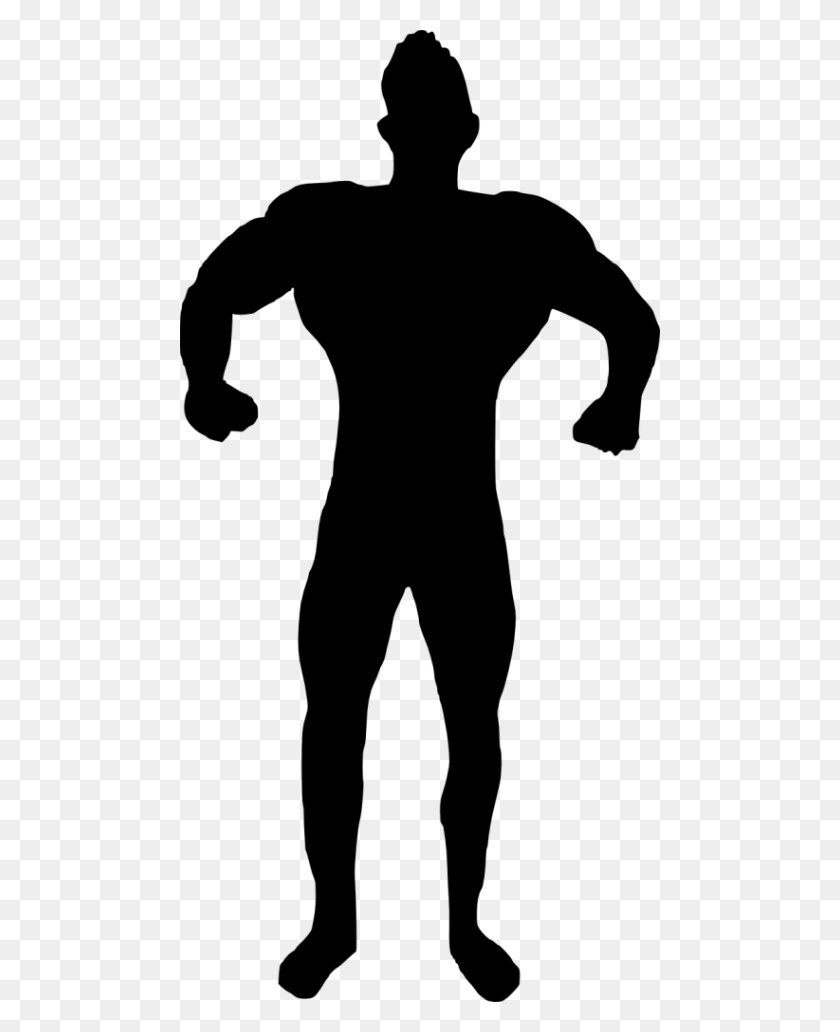 480x972 Muscle Man Bodybuilder Silhouette Png - Bodybuilder PNG