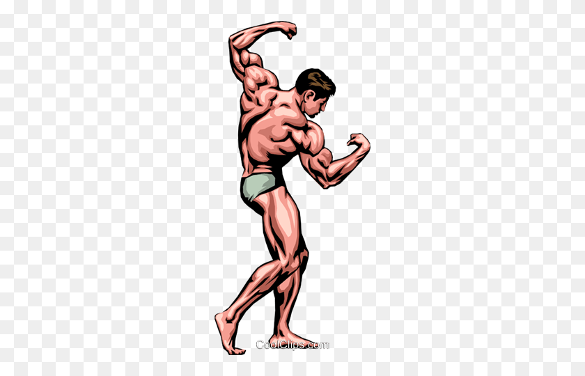 224x480 Muscle Man Royalty Free Vector Clipart Illustration - Muscle Clipart